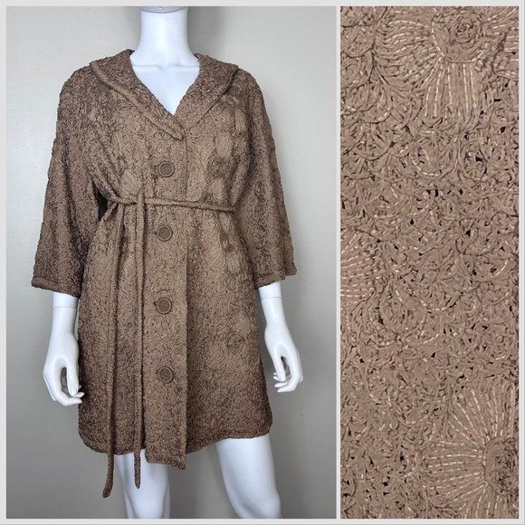 Vintage 1950s/60s Brown Ribbon Work Coat Halle Bros Co Specialty Shop Size Large
